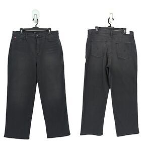 HUDSON Women 33 Noa Jeans Faded Black Straight Crop Denim Mid Rise NEW FLAW